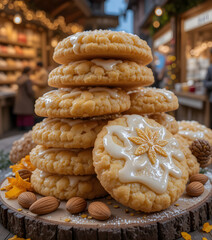 Stack of Sugar Cookies with Flower-Shaped Design