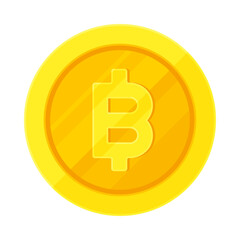 Gold coin with Thai baht sign (฿). Economy, finance, investment, profit, money, THB currency concept. Flat vector illustration isolated on white background