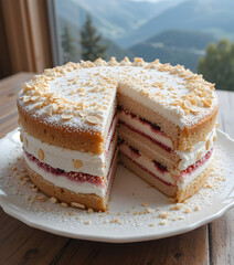 Layered Strawberry Shortcake with Powdered Sugar