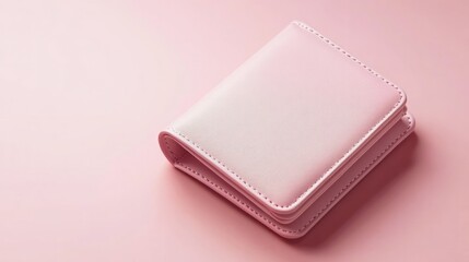 Elegant Small Pink Leather Wallet with Compact Design and Button Closure on Soft Pink Background for Fashion and Accessory Lifestyle Use