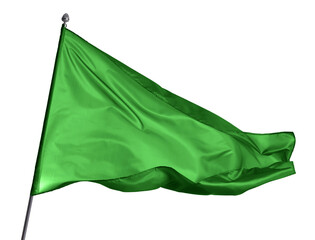 One green flag on white background. Mockup for design