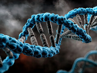 Intricate Rendering of DNA Helix Showcasing the Complexity of Genetic Life Forms in a Vibrant Digital Landscape