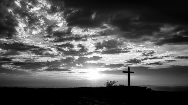 The silhouette of the cross appears almost weightless against the vast expanse of the sky, signifying the weightlessness of sin after Christs sacrifice.