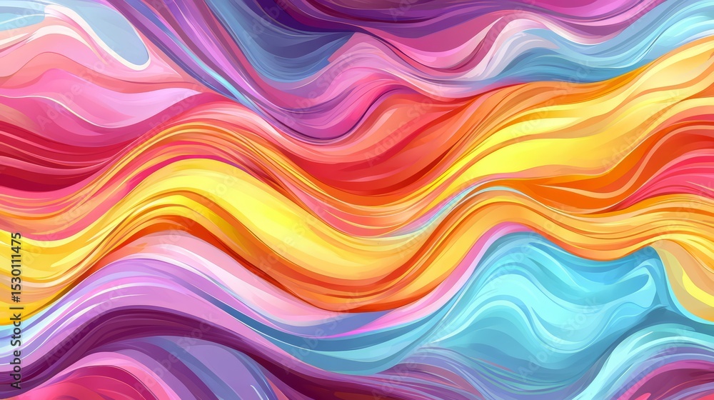 Poster Colorful wave with a blue stripe in the middle. The colors are bright and vibrant, creating a sense of energy and movement. The wave appears to be flowing and dynamic, as if it is in motion