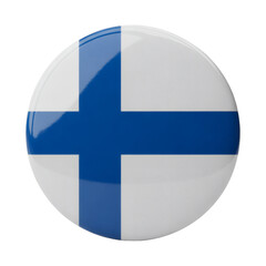 Fototapeta premium Finland Flag Glossy Round Pin Design, High-Resolution Image