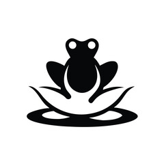 Lily pad frog logo in playful vector style vector illustration