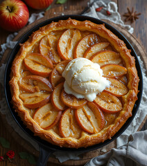Homemade Apple Tart with Vanilla Ice Cream