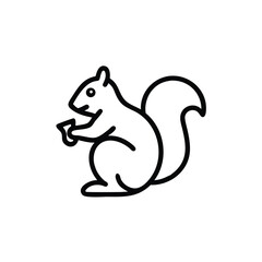 Stylized squirrel holding acorn in flat minimal look vector illustration