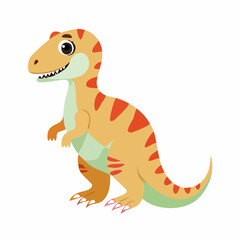 Fototapeta premium Dinosaur Tyrannosaurus Watercolor illustration. Hand drawn clip art of T rex Dino on isolated background. Drawing of cute orange animal. 