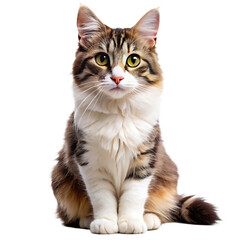 Adorable fluffy cat sitting isolated on a white background ai generated png