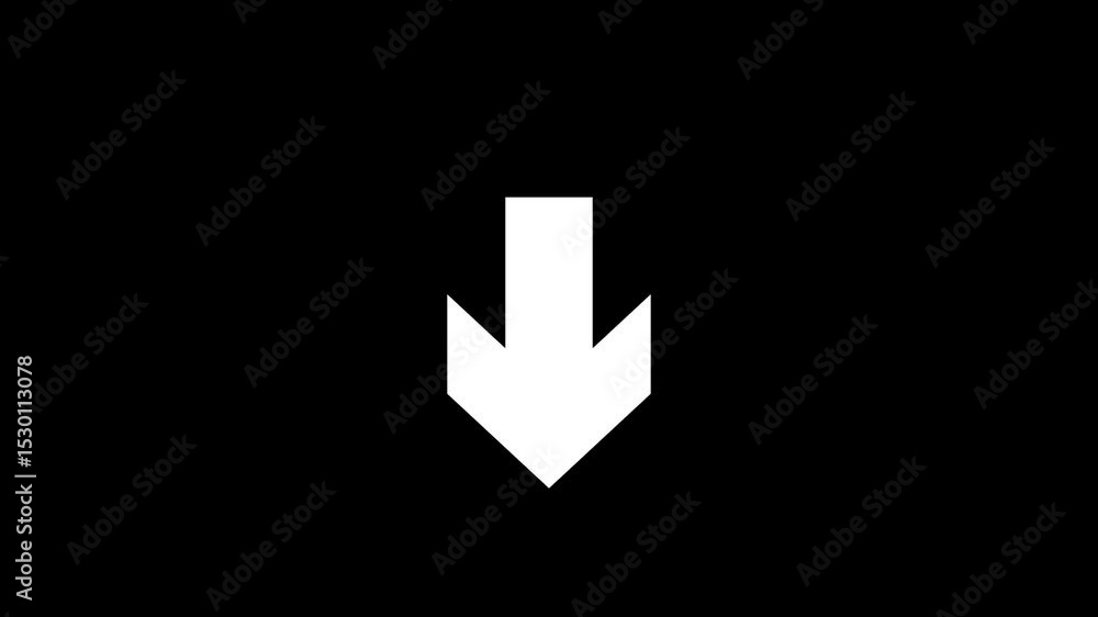 Poster down arrow animation on black background. direction arrow icon motion. arrow isolated. swipe down po