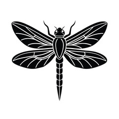 Dragonfly logo featuring translucent glass-like wings vector illustration