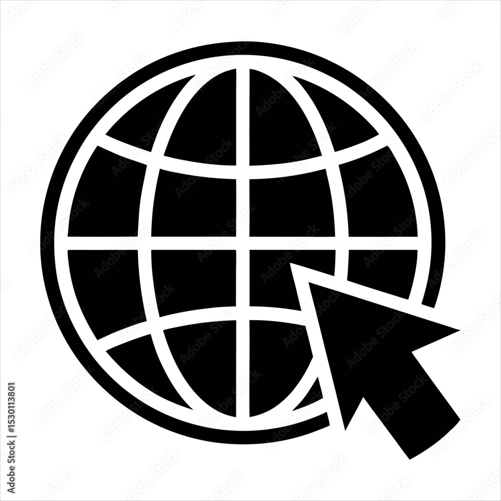 Poster globe with cursor icon for website or internet connection symbol