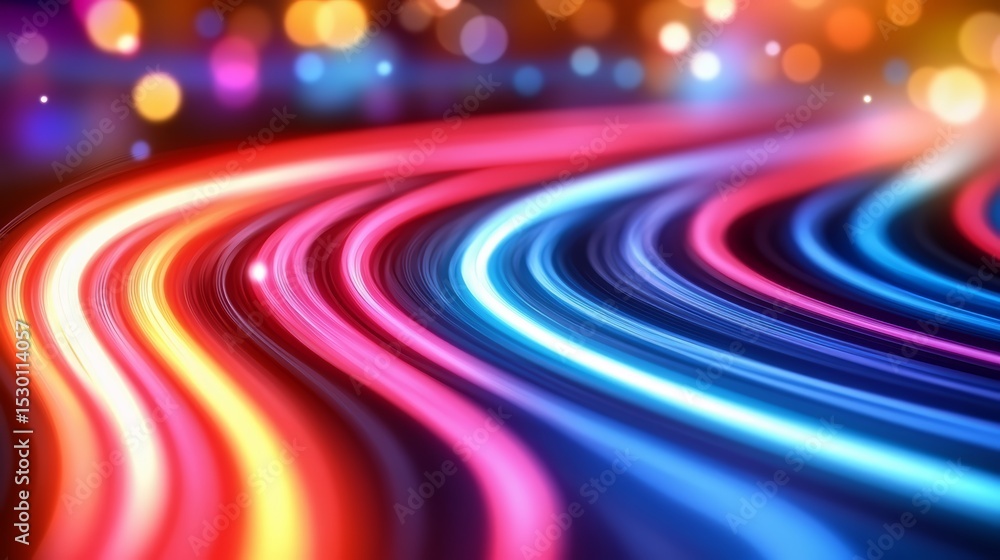 Poster Colorful, swirling line of light that appears to be moving. The colors are bright and vibrant, creating a sense of energy and excitement. The line seems to be moving in a zigzag pattern