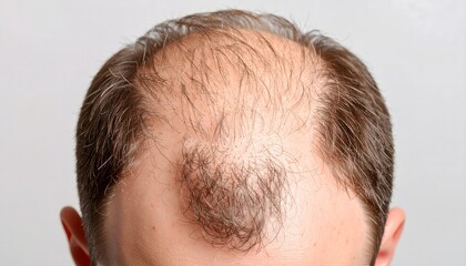 Close-up shot of male balding scalp