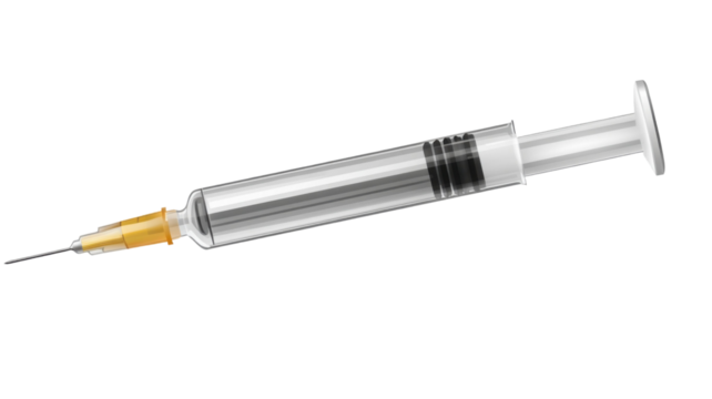 Sterile Medical Syringe with Needle for Injection Isolated on White Background