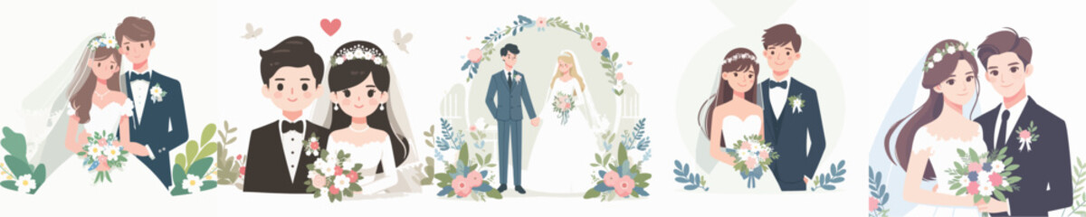vector of the couple's wedding
