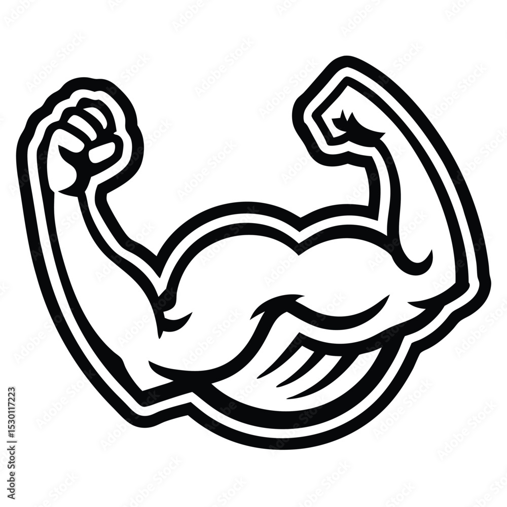 Poster flexed bicep icon flat vector design isolated on white background