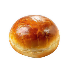 Brioche bun closeup, baked isolated on transparent background