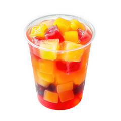 Fruit jelly in cup isolated on transparent background