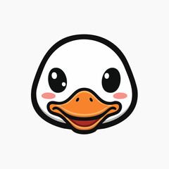 Adorable cartoon duck face with a cute expression and rosy cheeks on white background