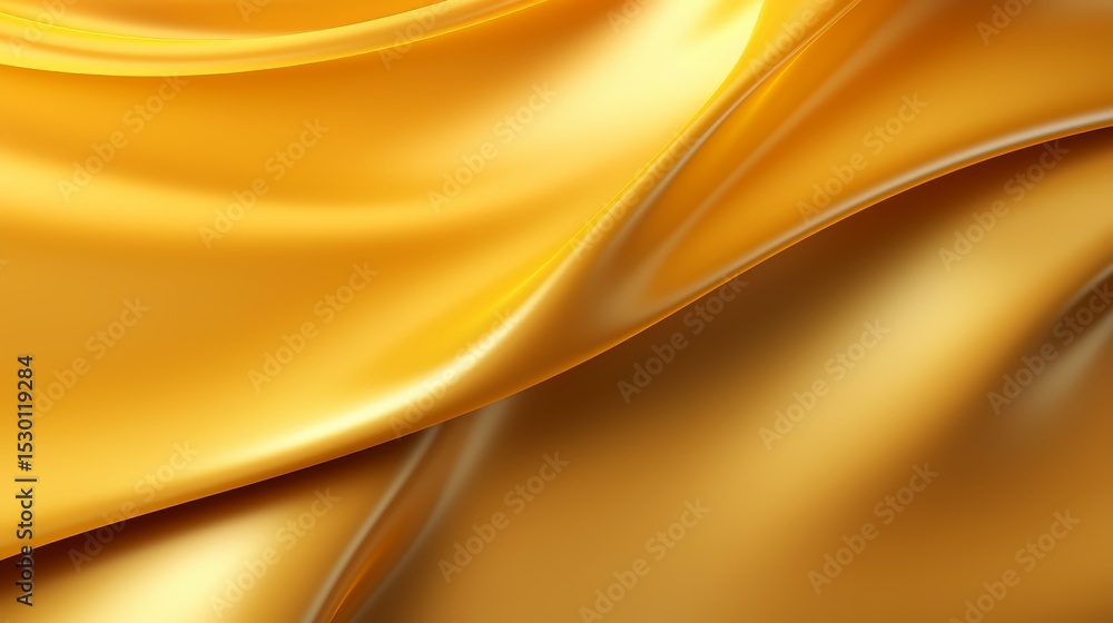 Poster Gold fabric with a wave pattern. The fabric is very shiny and looks very luxurious. The wave pattern is very intricate and adds to the overall elegance of the fabric