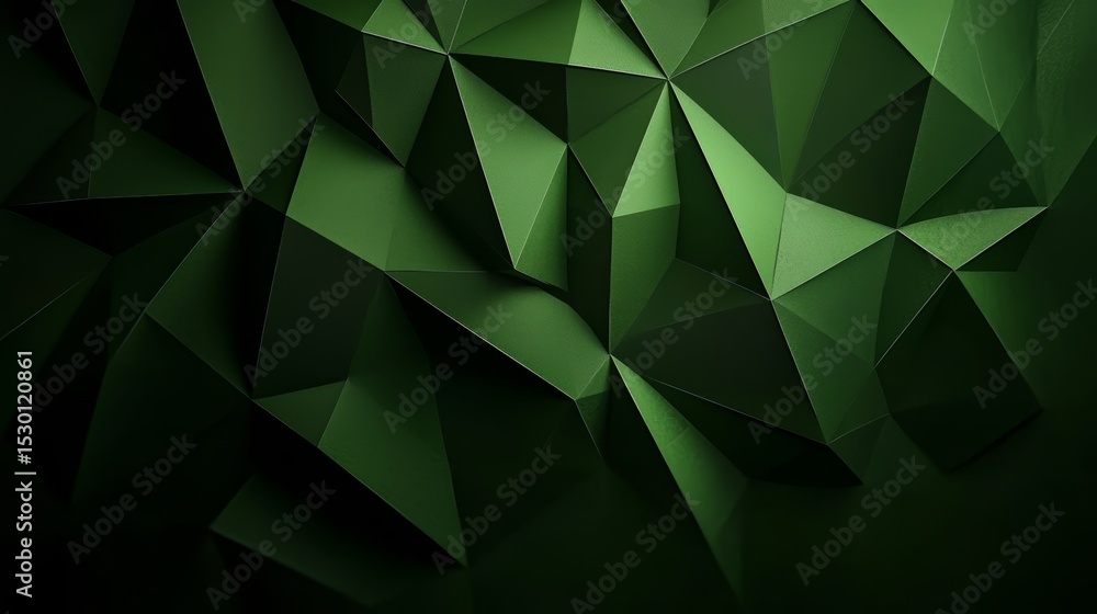 Aufkleber Green background with triangles and squares. The background is dark and the shapes are sharp. The image has a modern and abstract feel to it