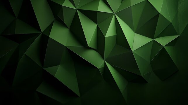 Green background with triangles and squares. The background is dark and the shapes are sharp. The image has a modern and abstract feel to it
