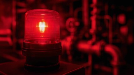 Red warning light signals alert in oil and gas industry maintenance service ensuring safety and prompt response to critical operational issues