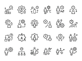Business and time management process icons collection
