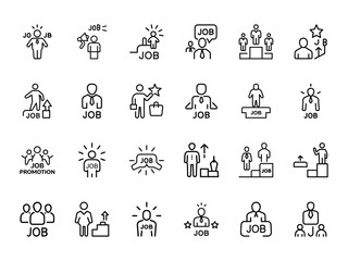 A collection of outline icons depicting job employment career and business concepts