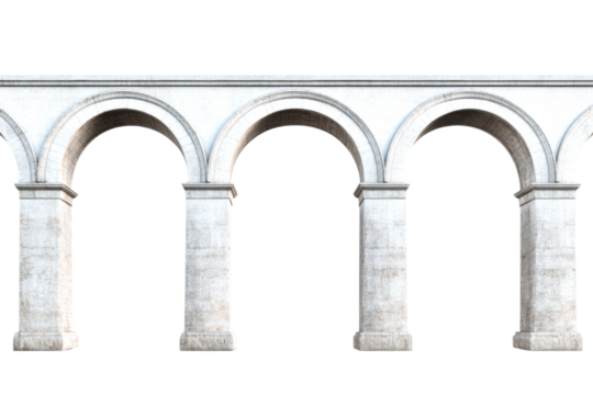 Architectural arches urban setting concrete structure minimalist isolated on transparent background