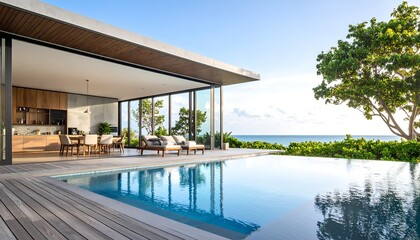 Fototapeta premium Luxury home with pool and ocean view.