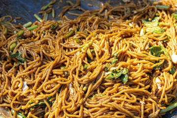 Traditional Indonesian Mie Goreng Street Food Preparation