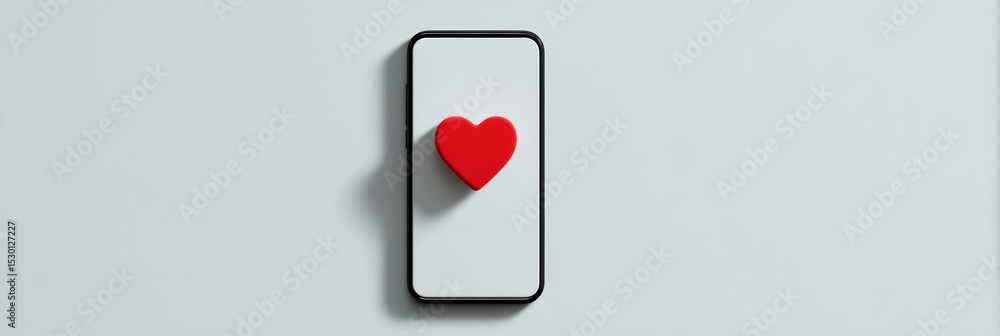 Poster heart icon displayed on smartphone screen symbolizes love and affection in digital communication