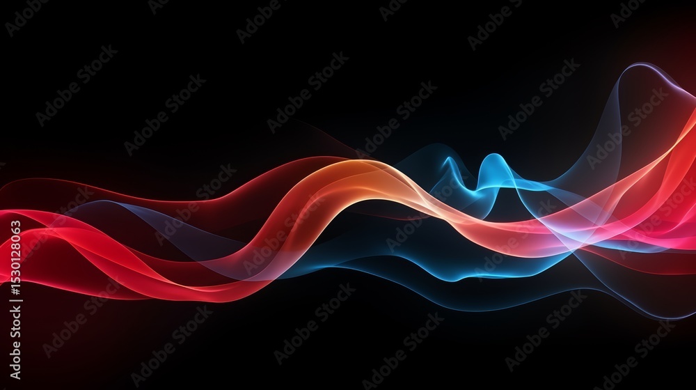Poster long red, blue and green wave. the colors are bright and vibrant. the image is of a computer screen