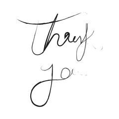 Thank you greeting ink brush vector calligraphy. Thank you in Hand drawn or handwritten calligraphy Inscription sign water color appreciation card. Modern brush calligraphy, gratitude word
