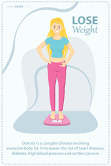 illustration of a yellow-haired woman who wants to lose weight of obesity EPS Vector