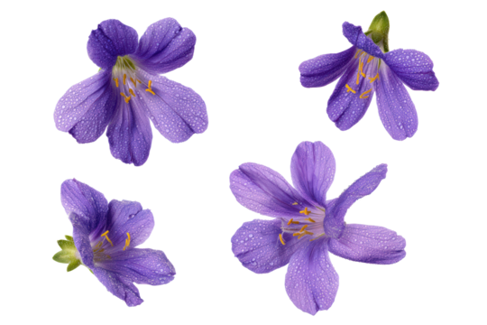 Purple Jacob's ladder flower flat-lay