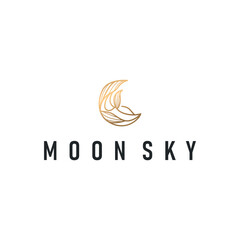 simple minimalist moon logo design with elegant line concept as a symbol illustration template for a product and business brand