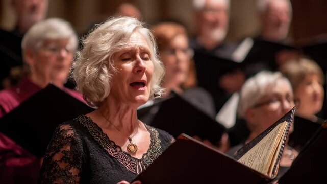 A soloist standing front and center, pouring their heart into a powerful rendition of a classic hymn as the rest of the choir provides a rich vocal backdrop.