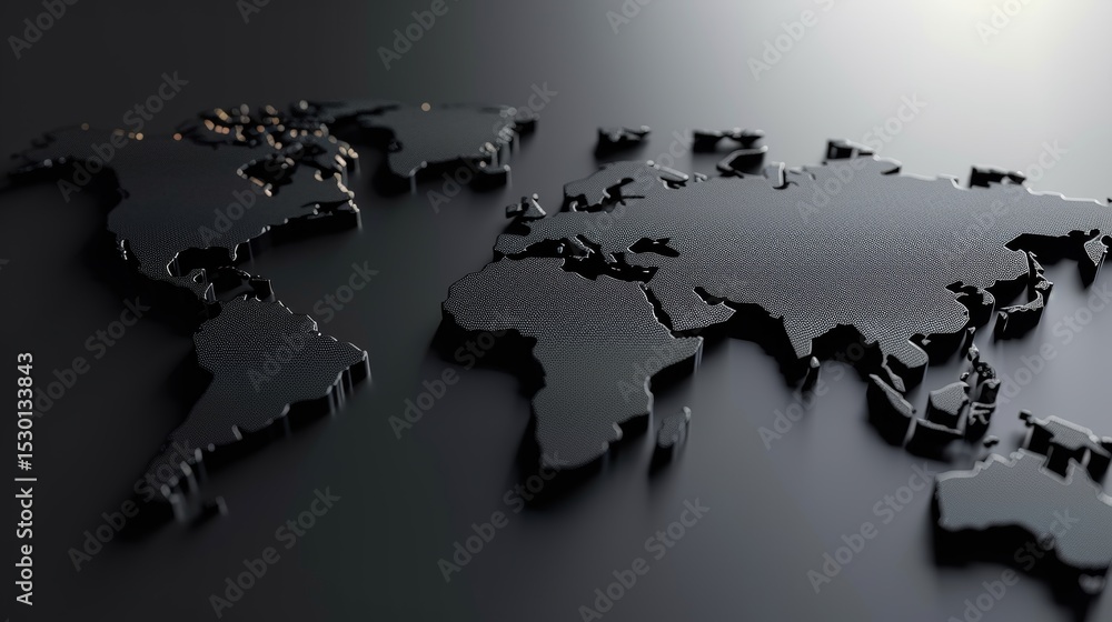 Poster smooth gradient continents elegantly fade against a deep navy backdrop creating a futuristic minimal