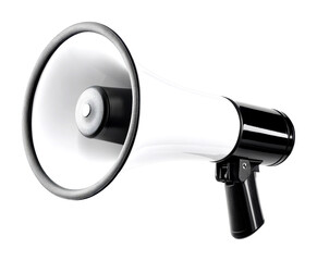 Public announcement event using megaphone in urban setting for community engagement isolated on transparent background
