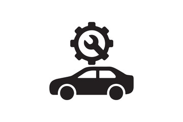 Car Service Icon silhouette vector with white background