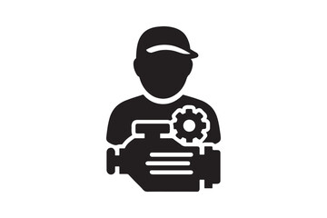 Engine Expert silhouette vector with white background