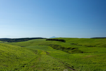 Fototapeta premium Vast pastures and Mount Rishiri