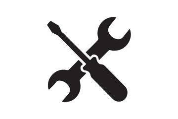 Maintenance Sign silhouette vector with white background