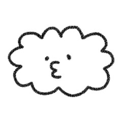 シンプルなかわいい雲のイラスト　黒　アイコン　素材　挿絵　クレヨン風