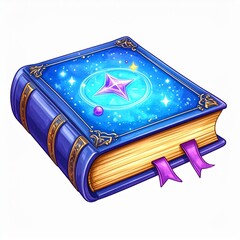 Pixel Art Cosmic Book with Glowing Stars and Gold Accents