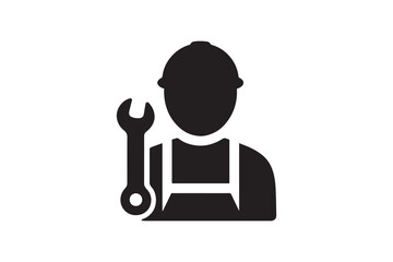 Repairman Icon silhouette vector with white background